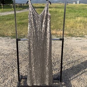 Ralph Lauren Silver Sequin Dress Sz 12